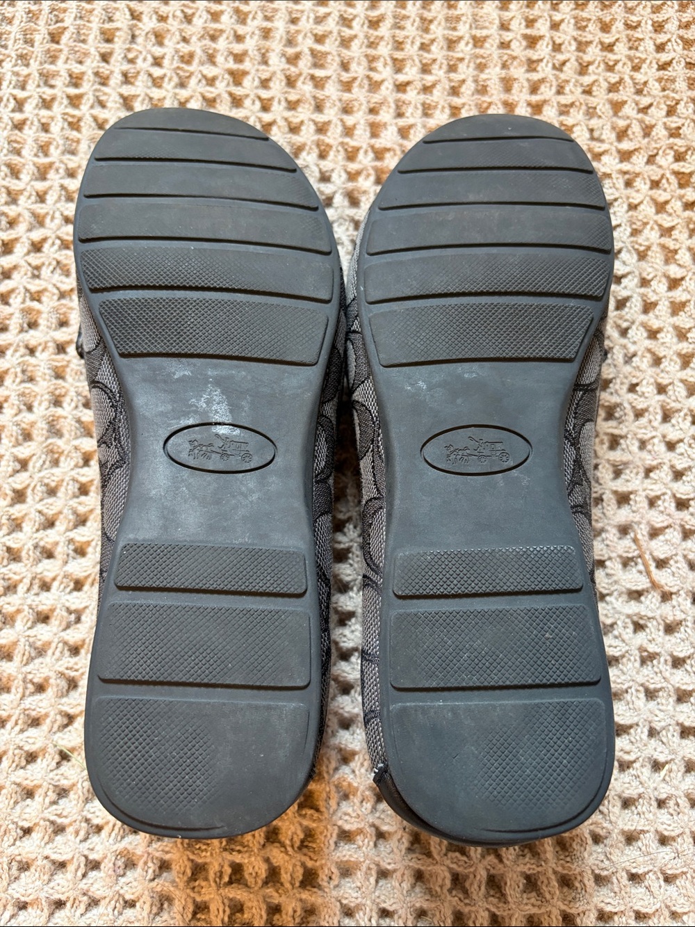 Coach Brown & Black Signature Canvas Leather Loafers - Picture 7 of 7